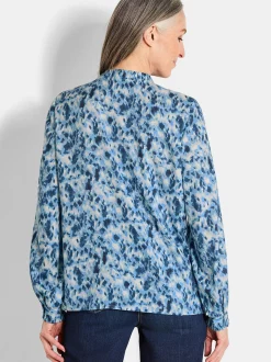 Goldner Damen Schlupfblusen - Kurzgröße in blau