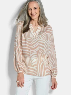 Goldner Damen Schlupfblusen - Kurzgröße in beige