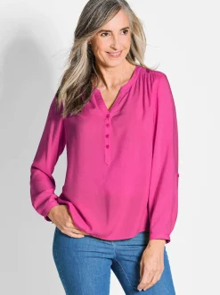 Goldner Damen Schlupfblusen in pink - Ärmel: langarm