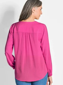 Goldner Damen Schlupfblusen in pink - Ärmel: langarm