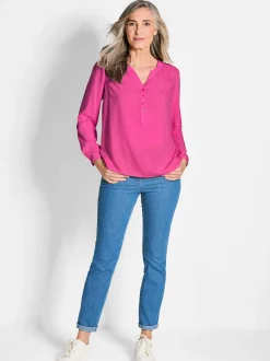 Goldner Damen Schlupfblusen in pink - Ärmel: langarm