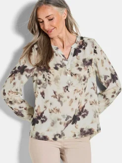 Goldner Damen Schlupfblusen - Kurzgröße in beige