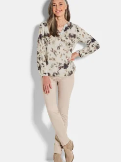 Goldner Damen Schlupfblusen - Kurzgröße in beige