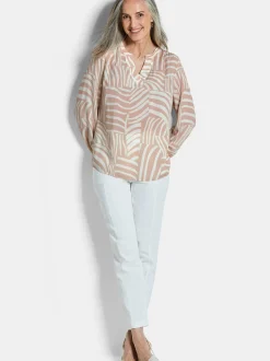 Goldner Damen Schlupfblusen in beige - Ärmel: langarm