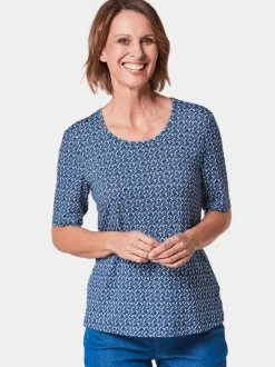 Goldner Damen Shirt-Sets in weiß - Ausschnitt: Rundhals