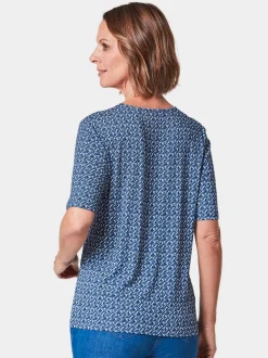 Goldner Damen Shirt-Sets in weiß - Ausschnitt: Rundhals