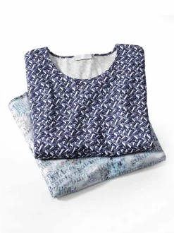 Goldner Damen Shirt-Sets in weiß - Ausschnitt: Rundhals
