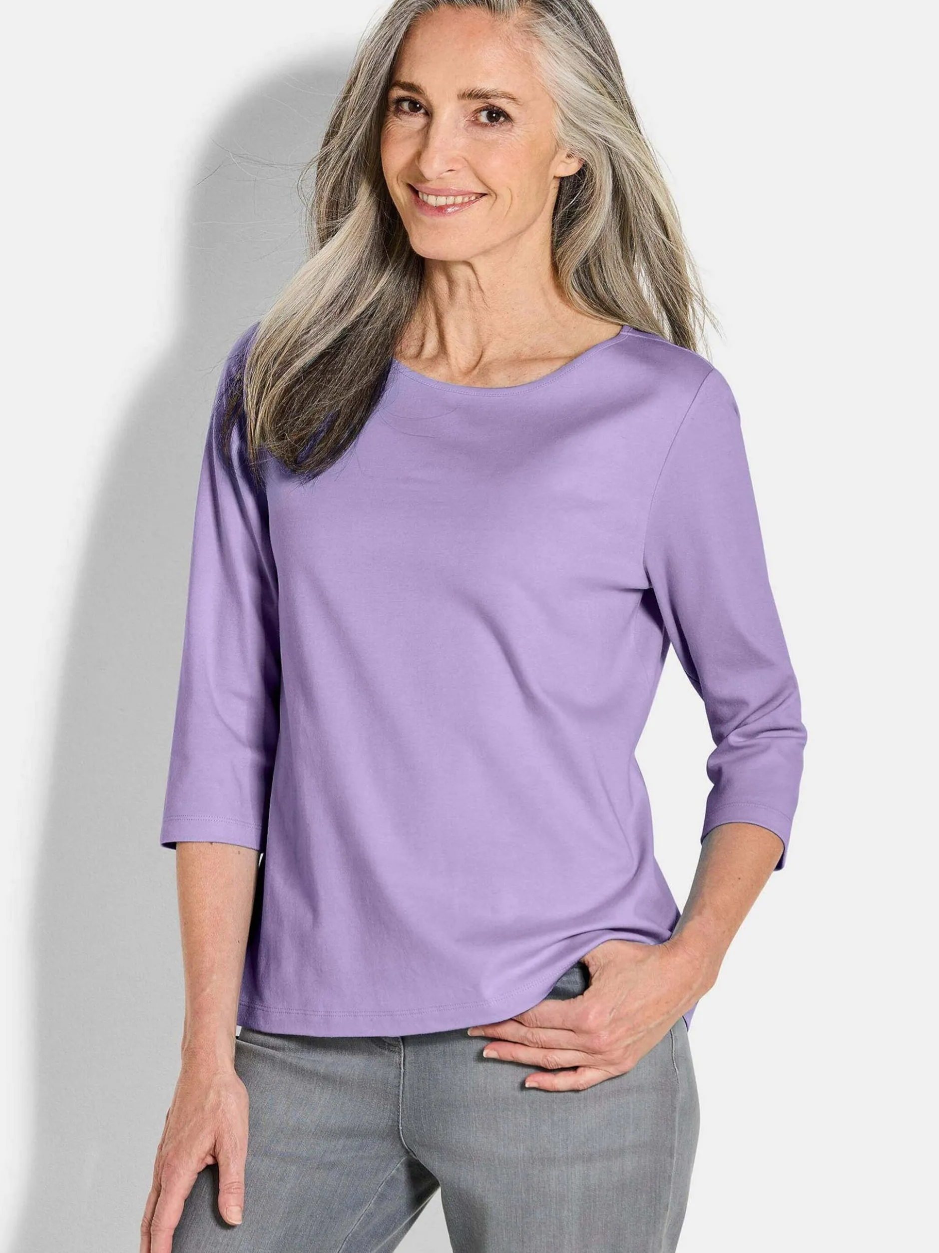 Goldner Damen Shirts in flieder - Ausschnitt: U-Boot