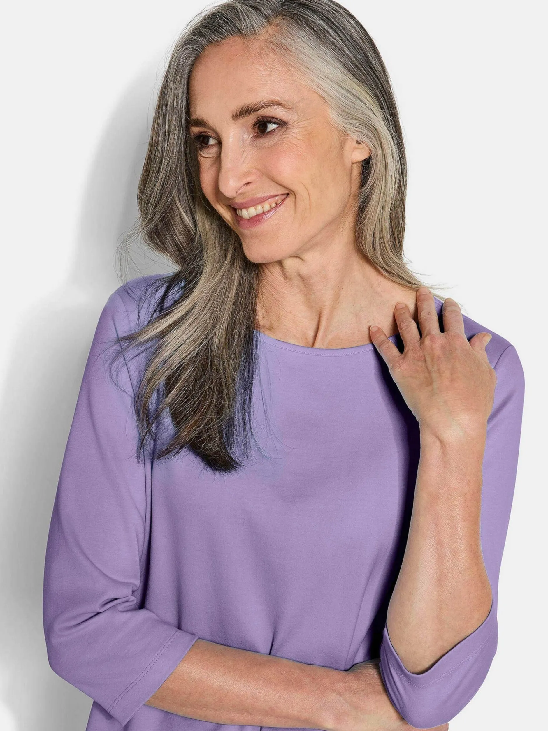 Goldner Damen Shirts in flieder - Ausschnitt: U-Boot