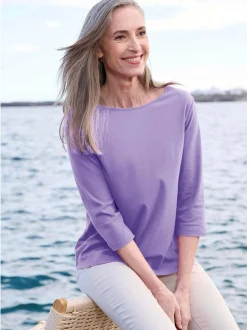 Goldner Damen Shirts in flieder - Ausschnitt: U-Boot