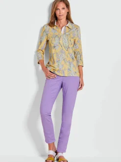 Goldner Damen Shirts in gelb - Ausschnitt: Polokragen
