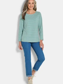 Goldner Damen Shirts in grün - Ausschnitt: U-Boot