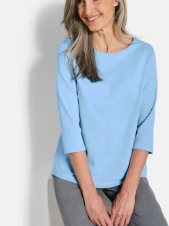 Goldner Damen Shirts in hellblau - Ausschnitt: U-Boot