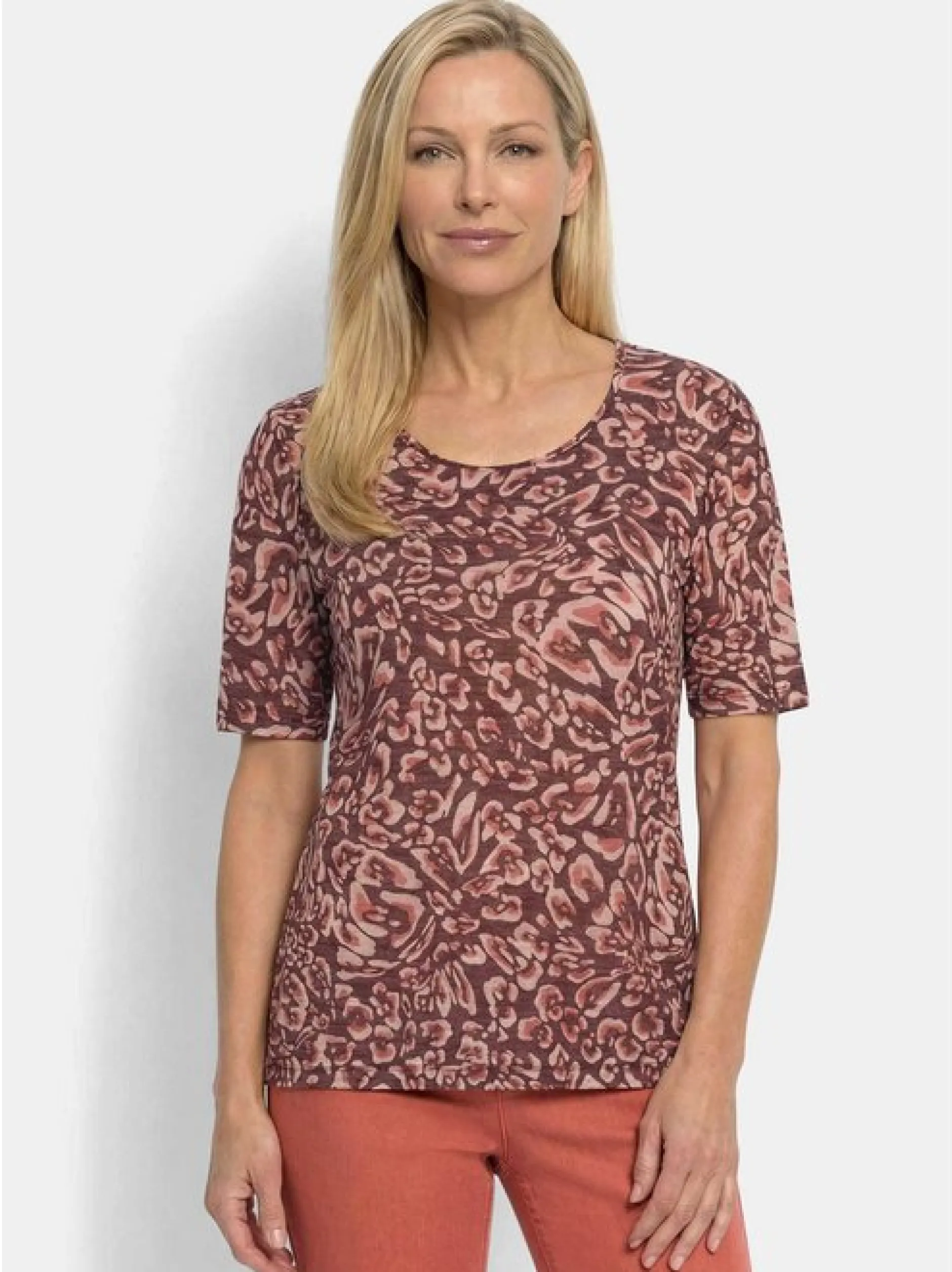 Goldner Damen Shirts in koralle - Ausschnitt: Rundhals