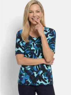 Goldner Damen Shirts in marine - Ausschnitt: Rundhals