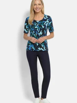 Goldner Damen Shirts in marine - Ausschnitt: Rundhals