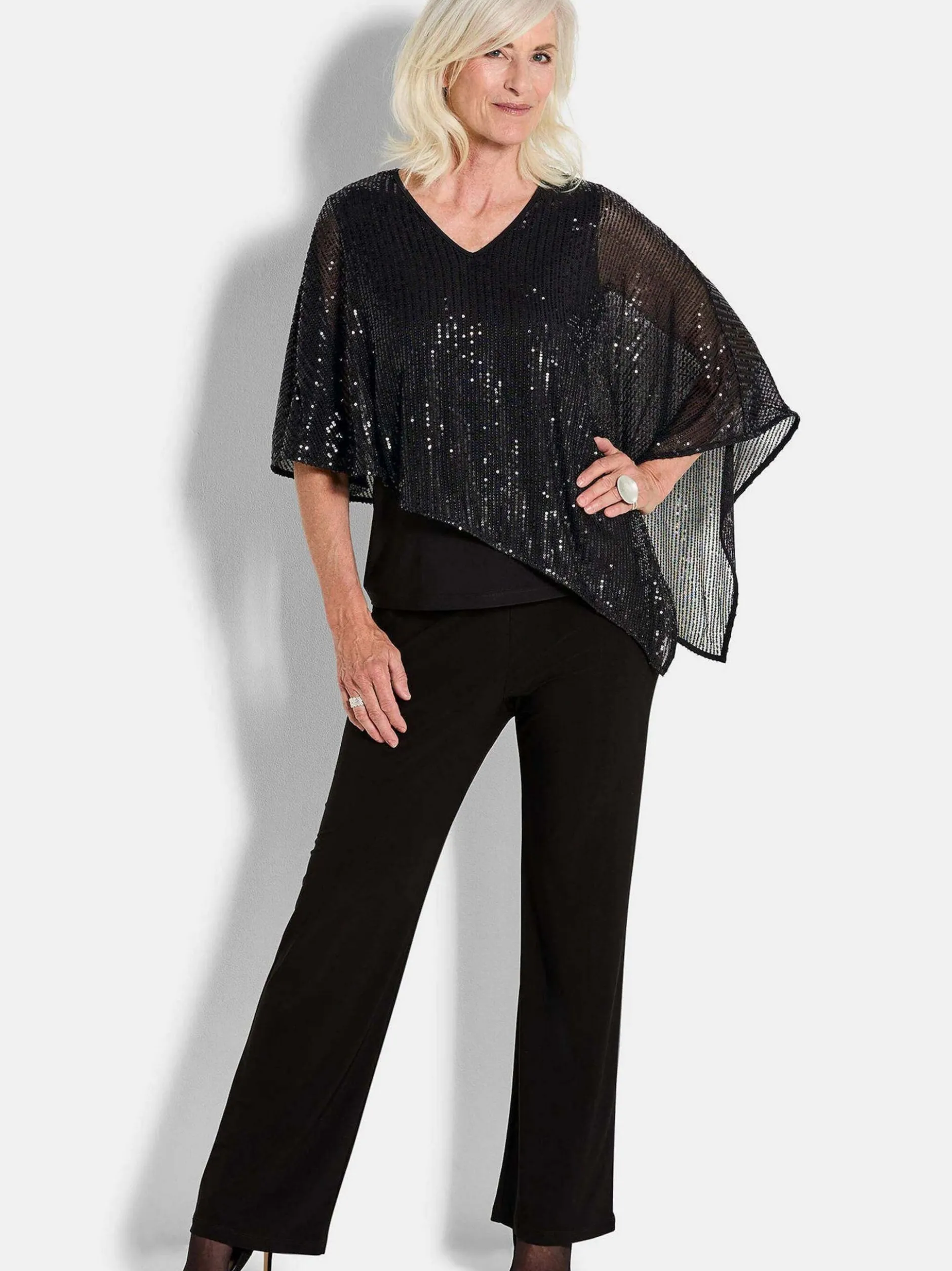 Goldner Damen Shirts in schwarz - Ärmel: 3/4 Arm