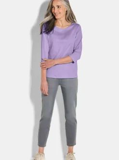 Goldner Damen Shirts - Kurzgröße in flieder