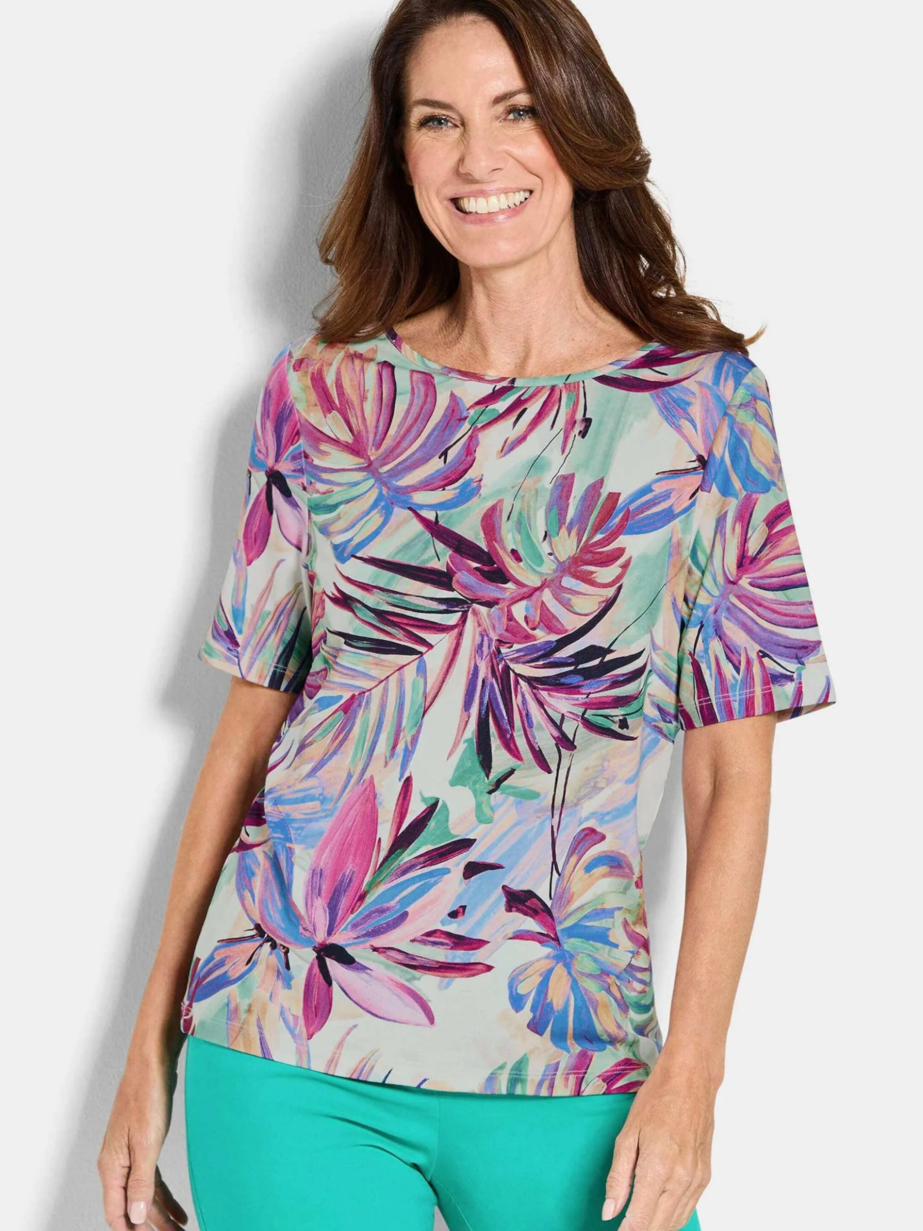 Goldner Damen Shirts - Kurzgröße in türkis