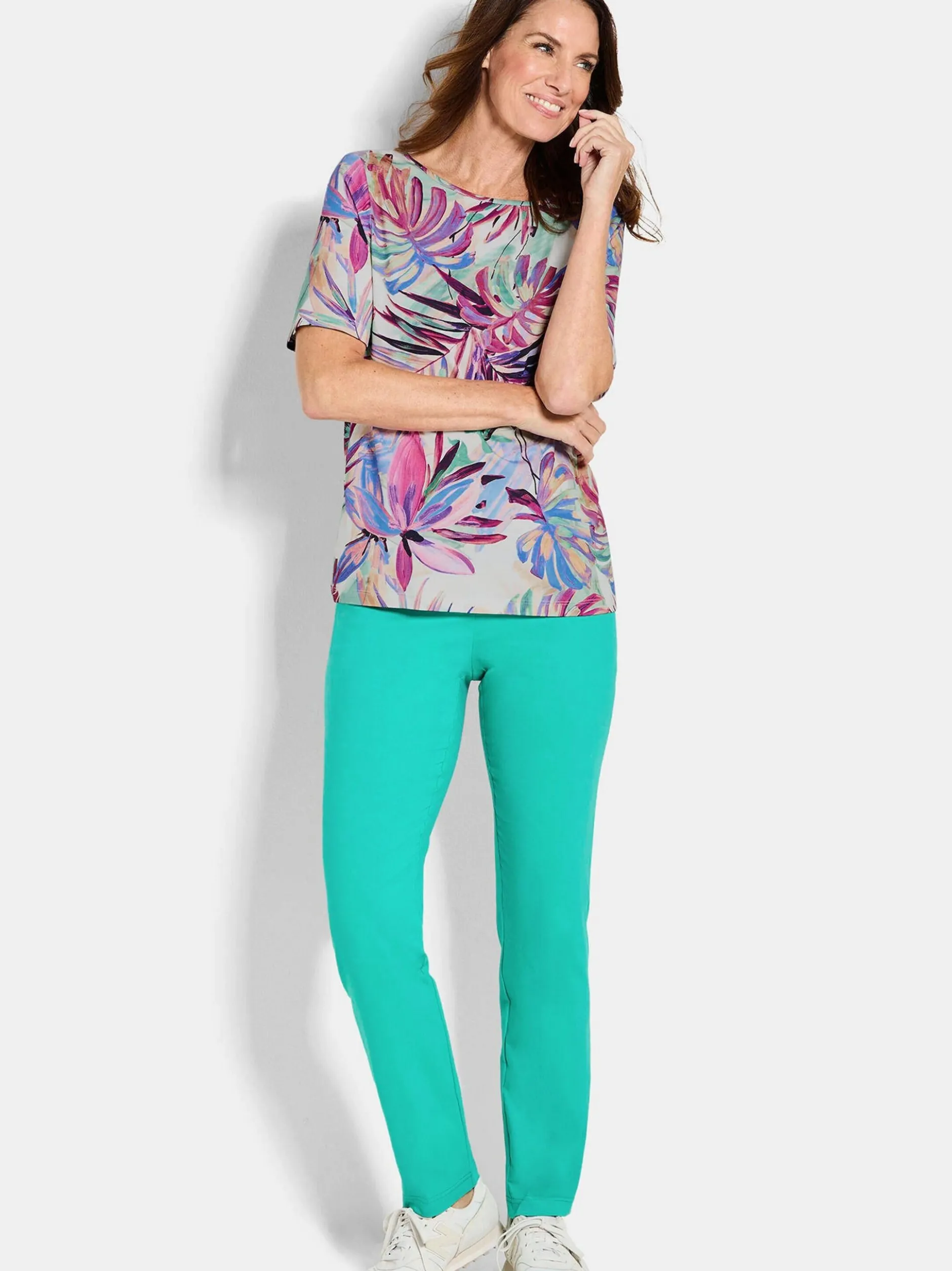 Goldner Damen Shirts - Kurzgröße in türkis