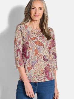 Goldner Damen Shirts - Kurzgröße in pink mehrfarbig