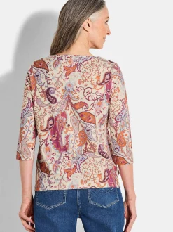 Goldner Damen Shirts - Kurzgröße in pink mehrfarbig