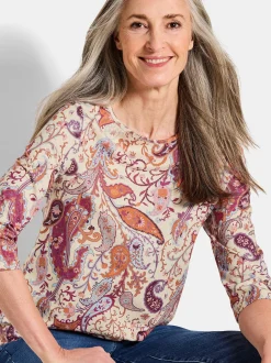 Goldner Damen Shirts - Kurzgröße in pink mehrfarbig
