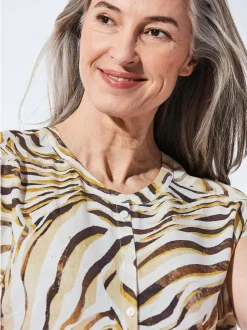 Goldner Damen Sommerblusen - Kurzgröße in beige