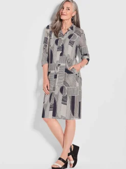 Goldner Damen Sommerkleider in grau schwarz