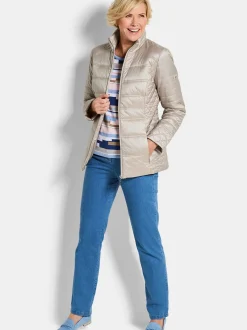 Goldner Damen Steppjacken - Kurzgröße in taupe