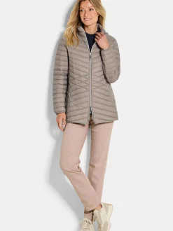 Goldner Damen Steppjacken - Kurzgröße in taupe