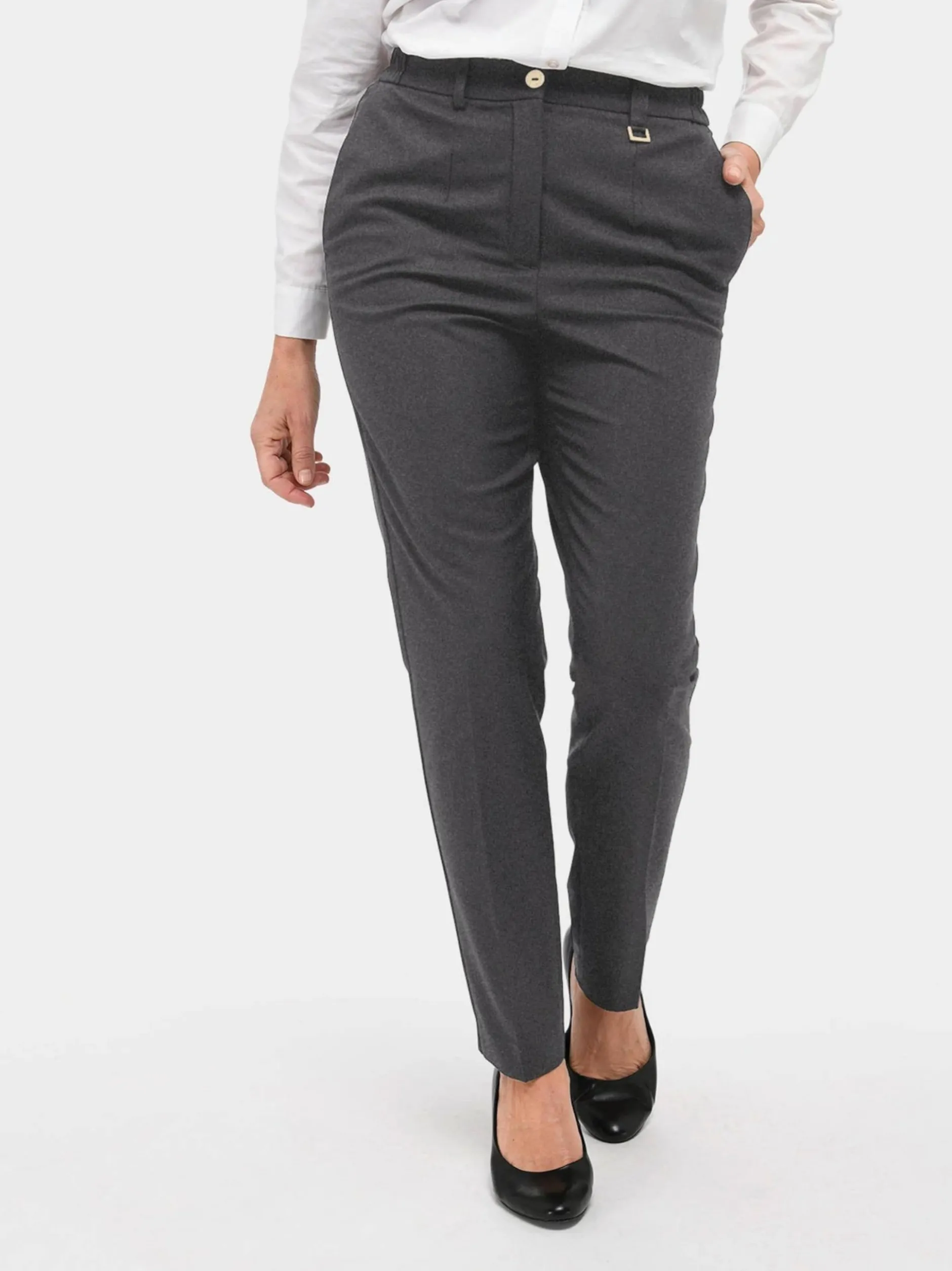 Goldner Damen Stoffhosen in anthrazit