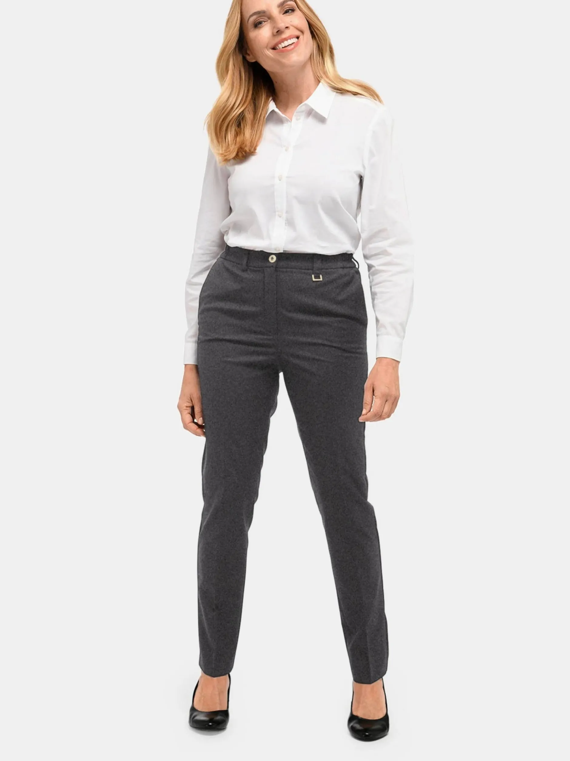 Goldner Damen Stoffhosen in anthrazit