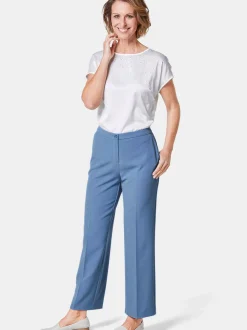 Goldner Damen Stoffhosen in blau