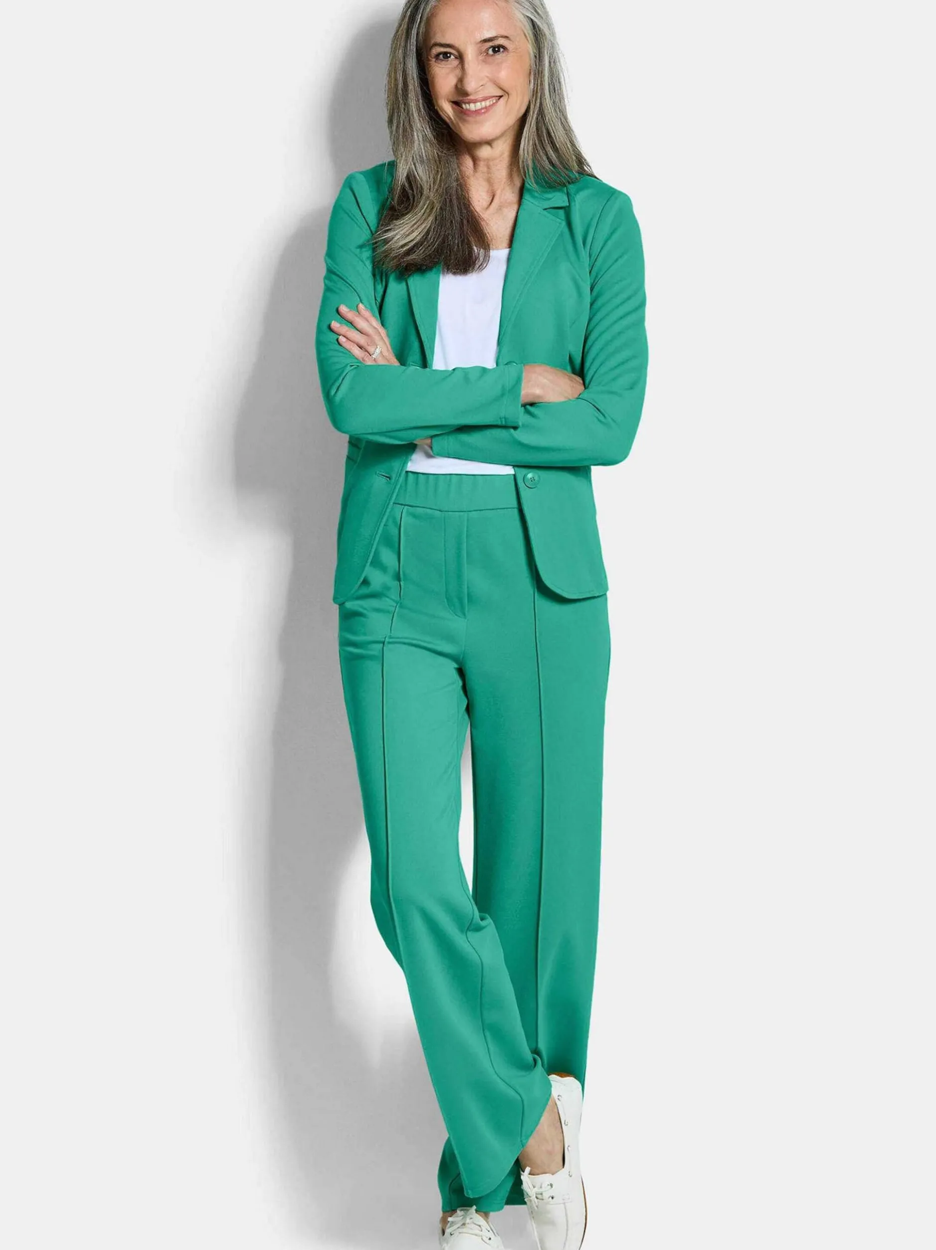 Goldner Damen Stoffhosen in grün