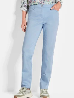 Goldner Damen Stoffhosen in hellblau