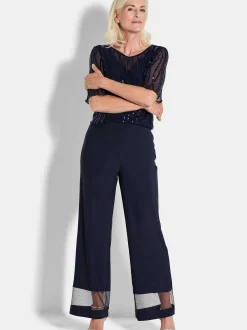 Goldner Damen Stoffhosen in marine