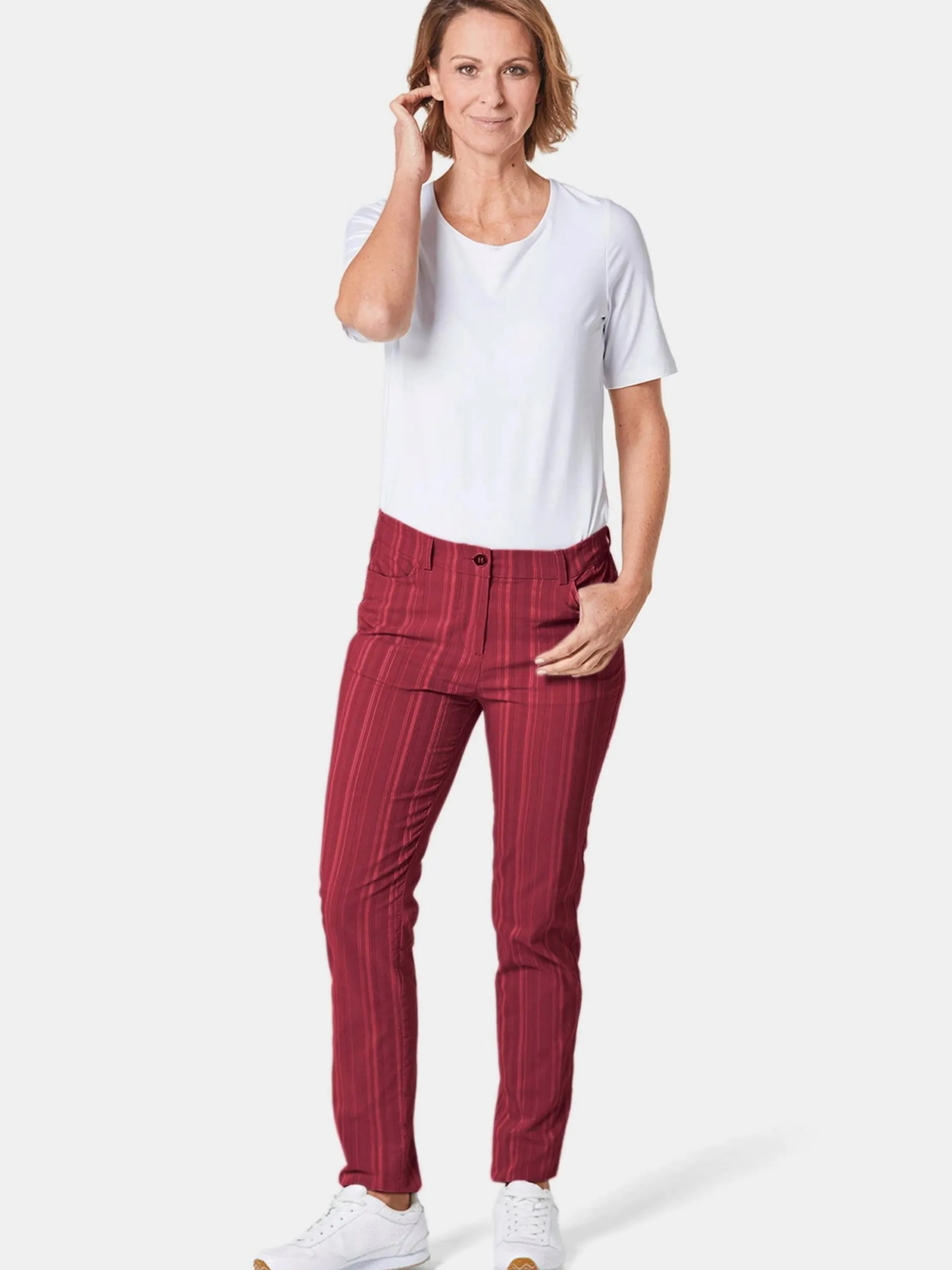 Goldner Damen Stoffhosen in rot
