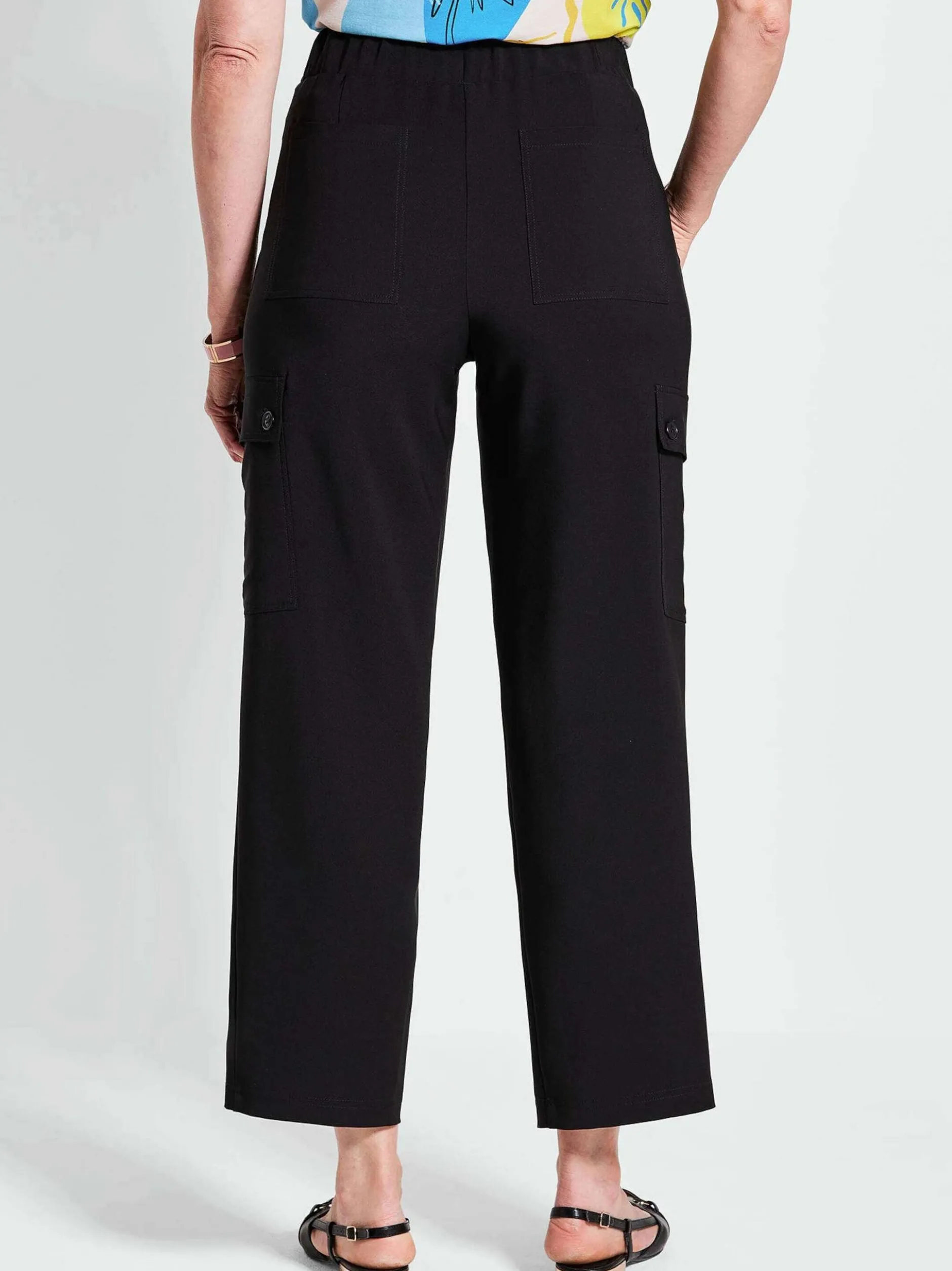 Goldner Damen Stoffhosen in schwarz