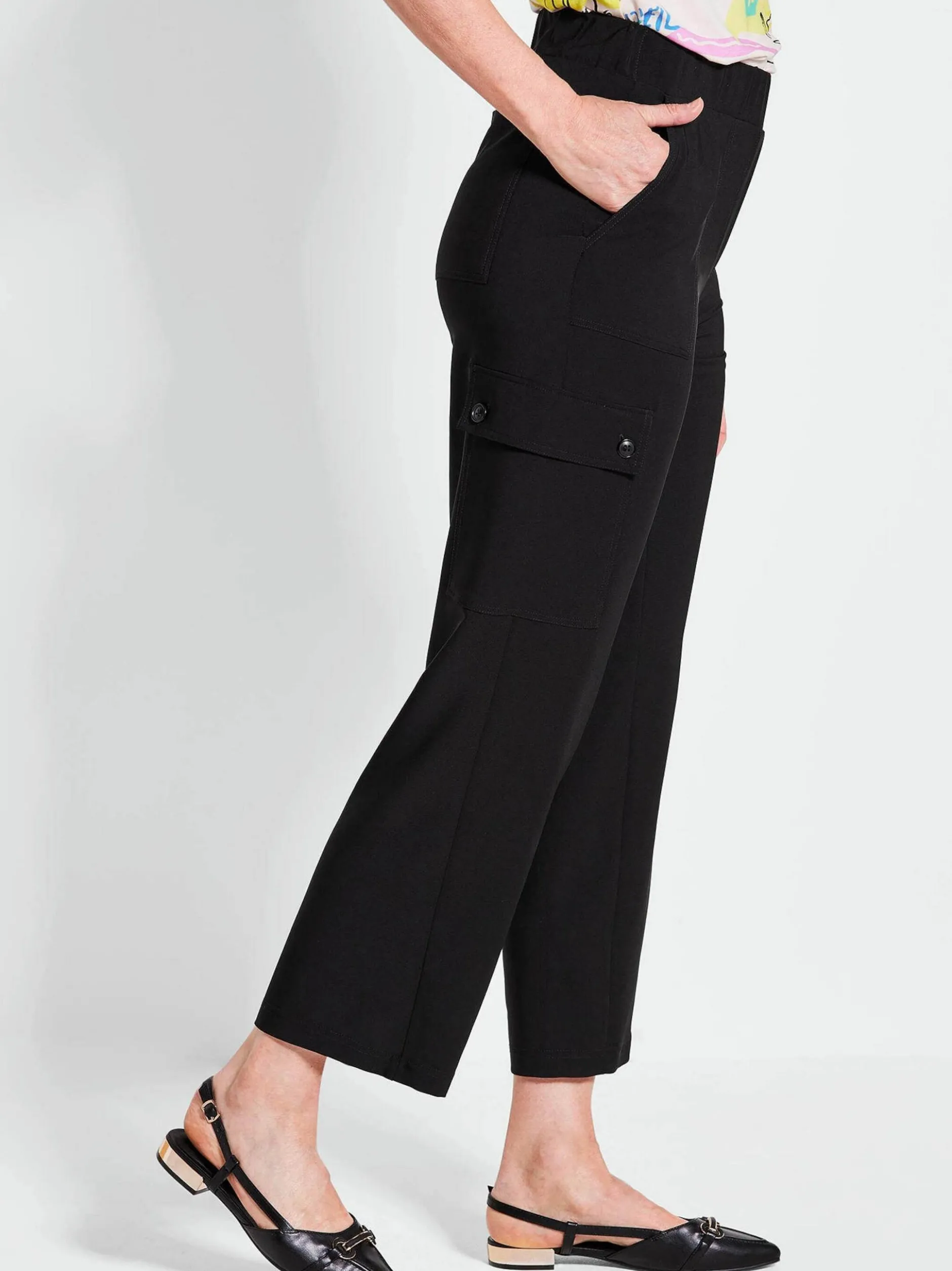 Goldner Damen Stoffhosen in schwarz