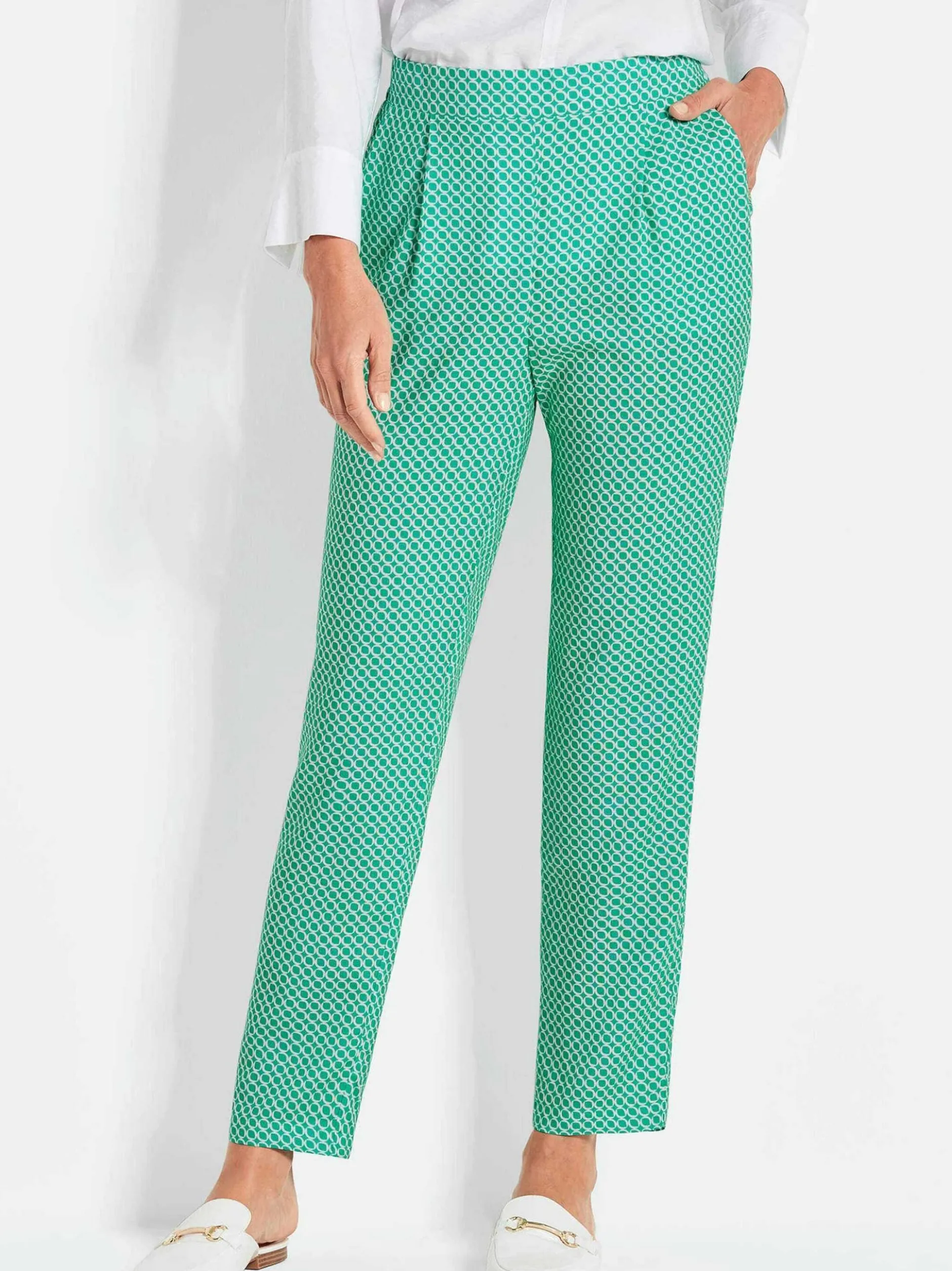 Goldner Damen Stoffhosen in smaragd