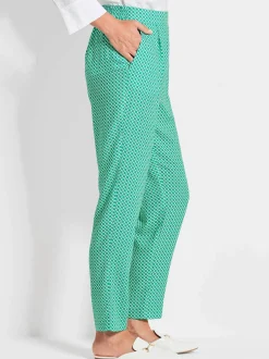 Goldner Damen Stoffhosen in smaragd