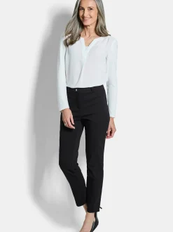 Goldner Damen Stoffhosen in schwarz