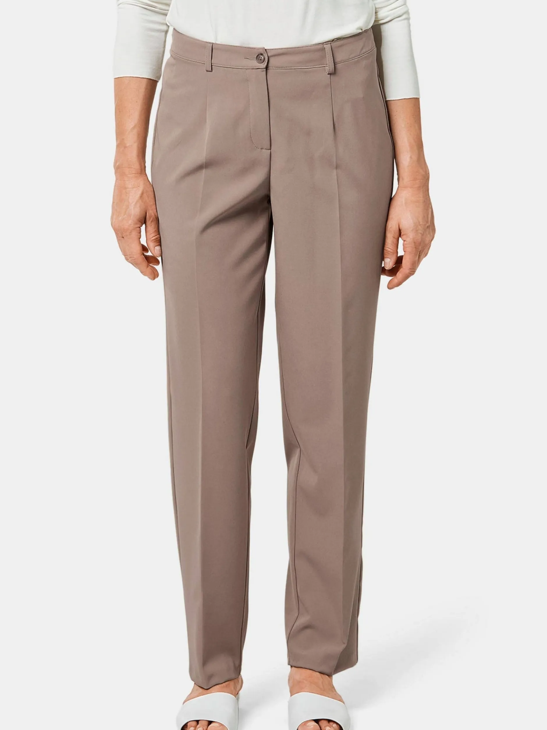 Goldner Damen Stoffhosen in taupe