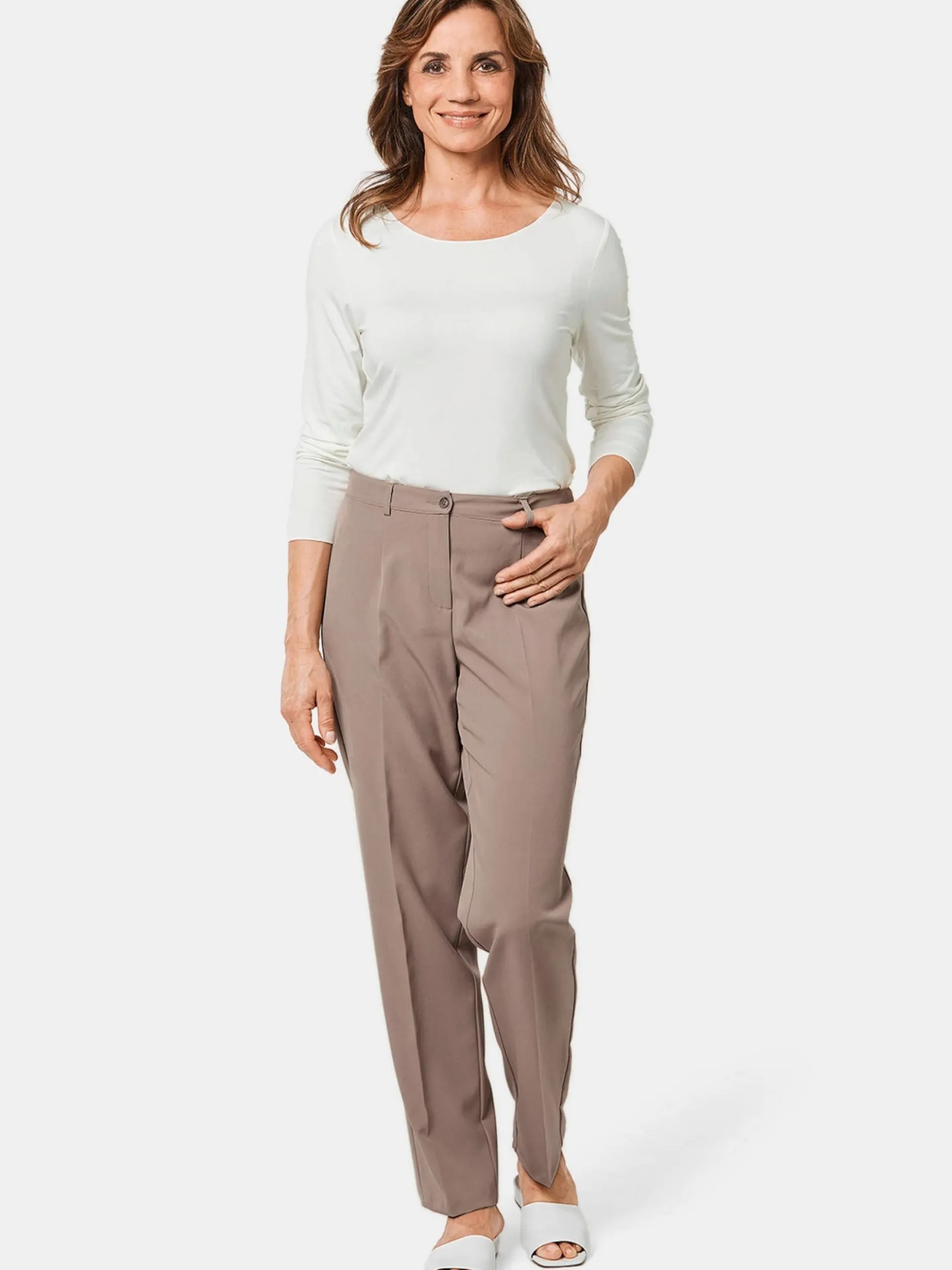 Goldner Damen Stoffhosen in taupe