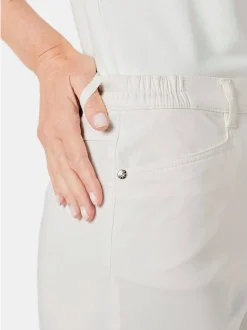Goldner Damen Stoffhosen in weiß