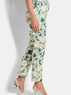 Goldner Damen Stoffhosen in weiß
