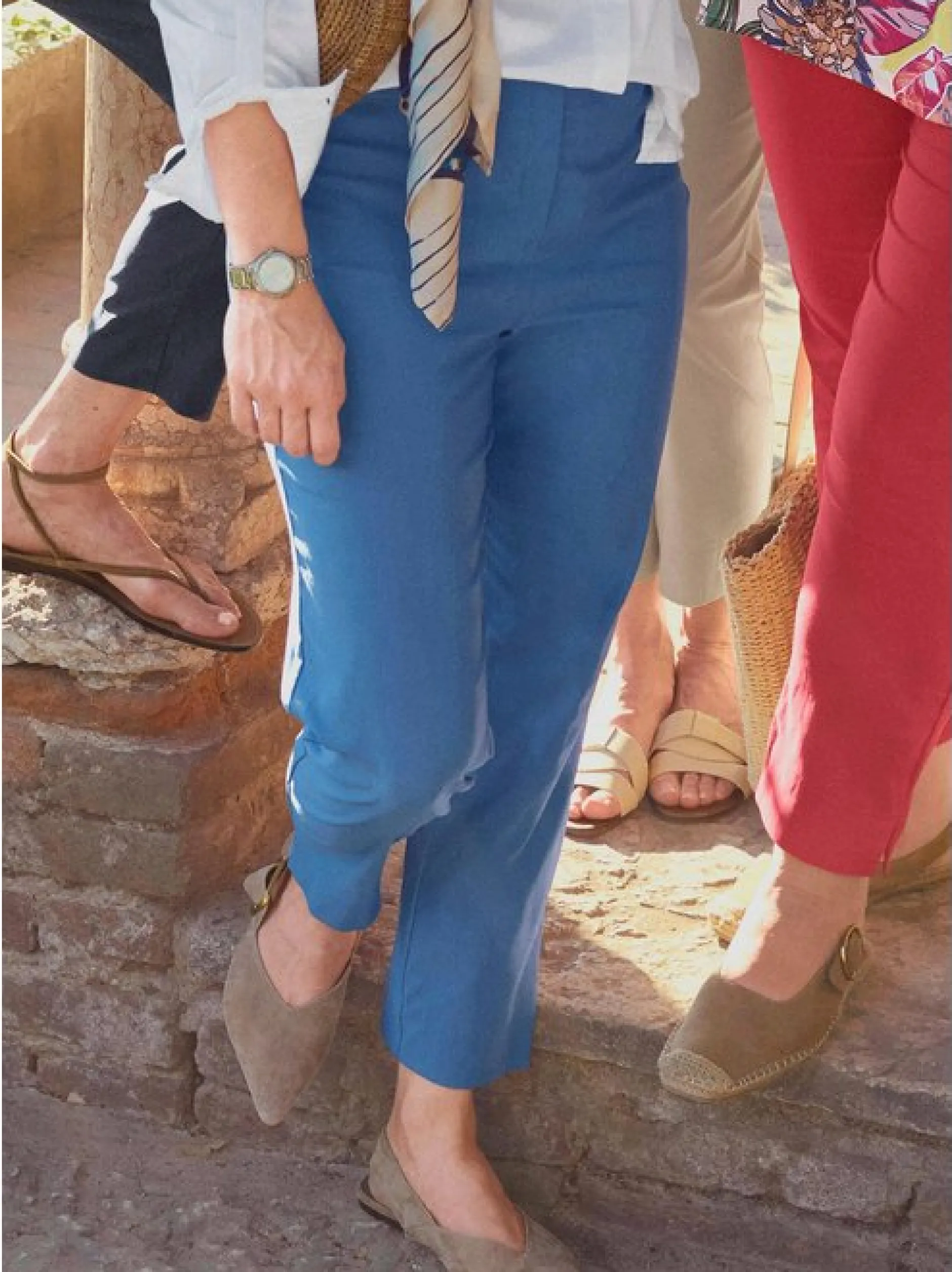 Goldner Damen Stoffhosen - Kurzgröße in blau