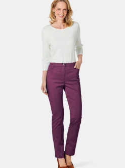 Goldner Damen Stoffhosen - Kurzgröße in aubergine