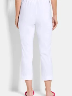 Goldner Damen Stretchhosen in weiß